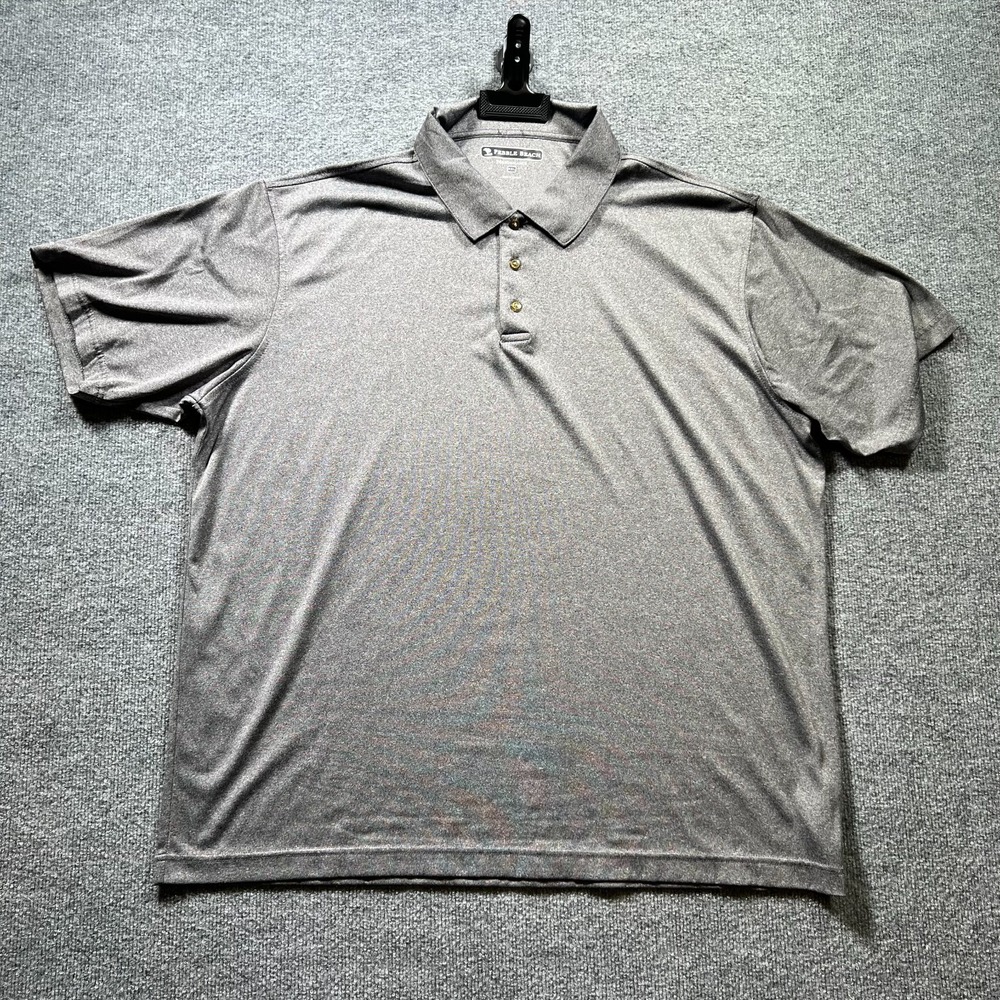 Pebble Beach Polo Shirt Mens 2XL Heathered Gray Short Sleeve Golf Performance